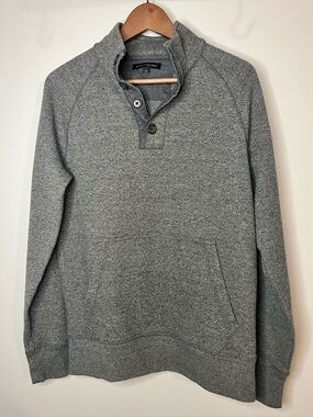 Banana Republic Quarter Zip Button Pullover Sweater Heather Gray Size Medium
